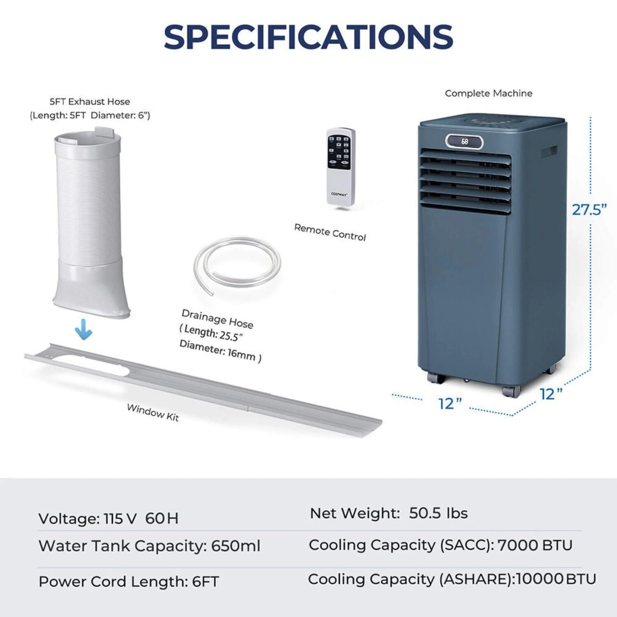 Premium Freestanding AC Unit With Remote Control, 10K BTU (SAK41642) - Image 13