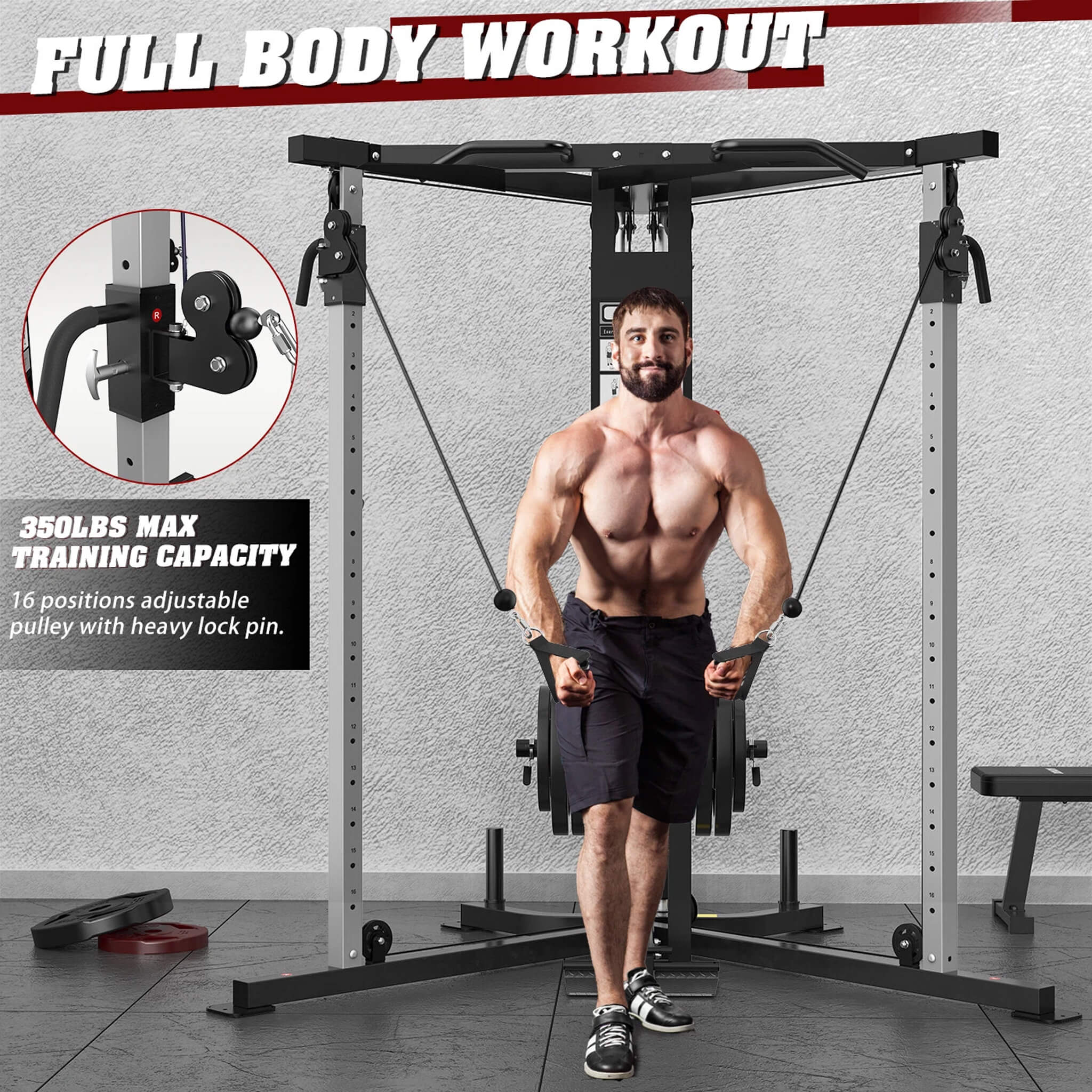 Rovix Premium Home Cable Crossover Full Body Workout Fly Machine, 350LBS (SAK06341) - Image 5