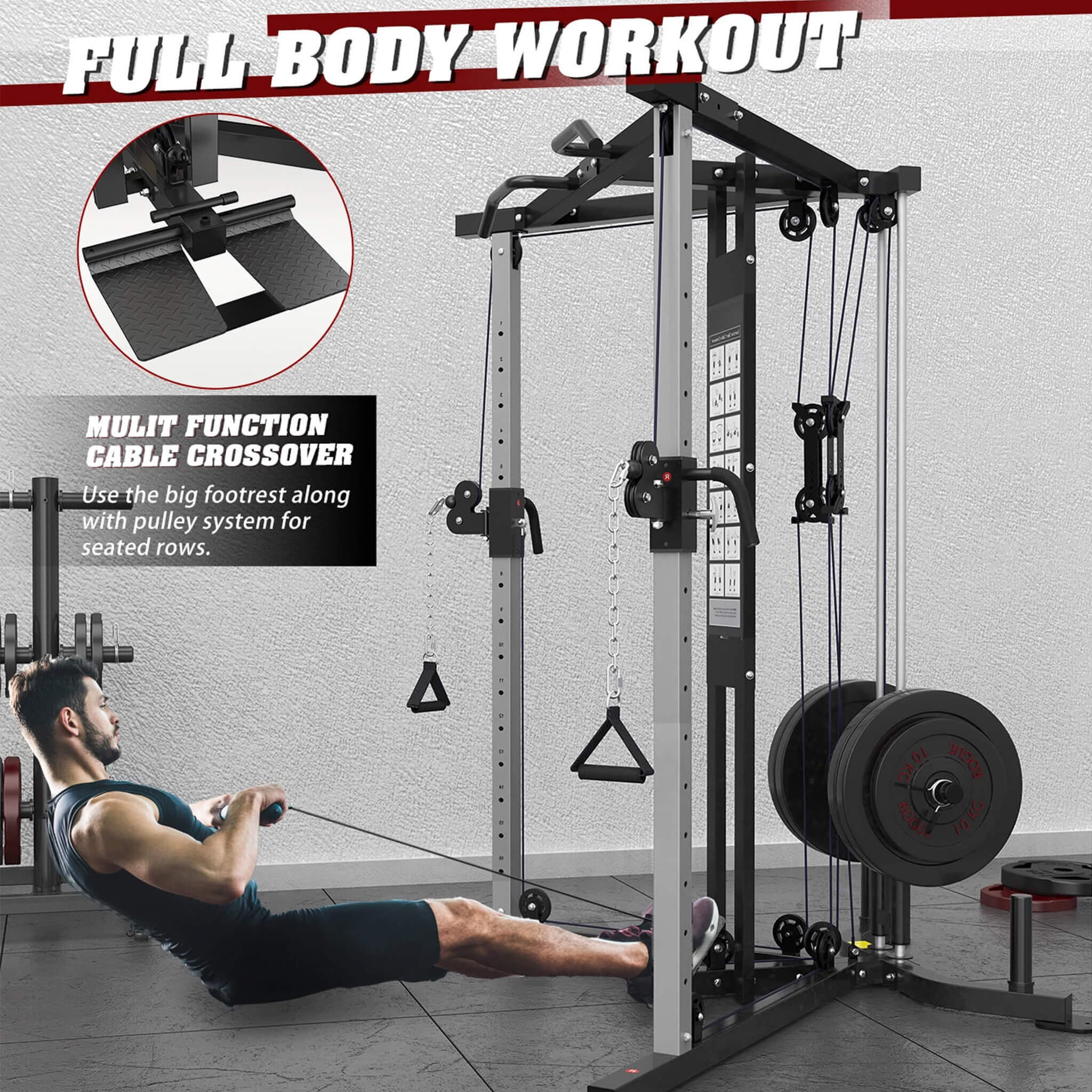 Rovix Premium Home Cable Crossover Full Body Workout Fly Machine, 350LBS (SAK06341) - Image 7