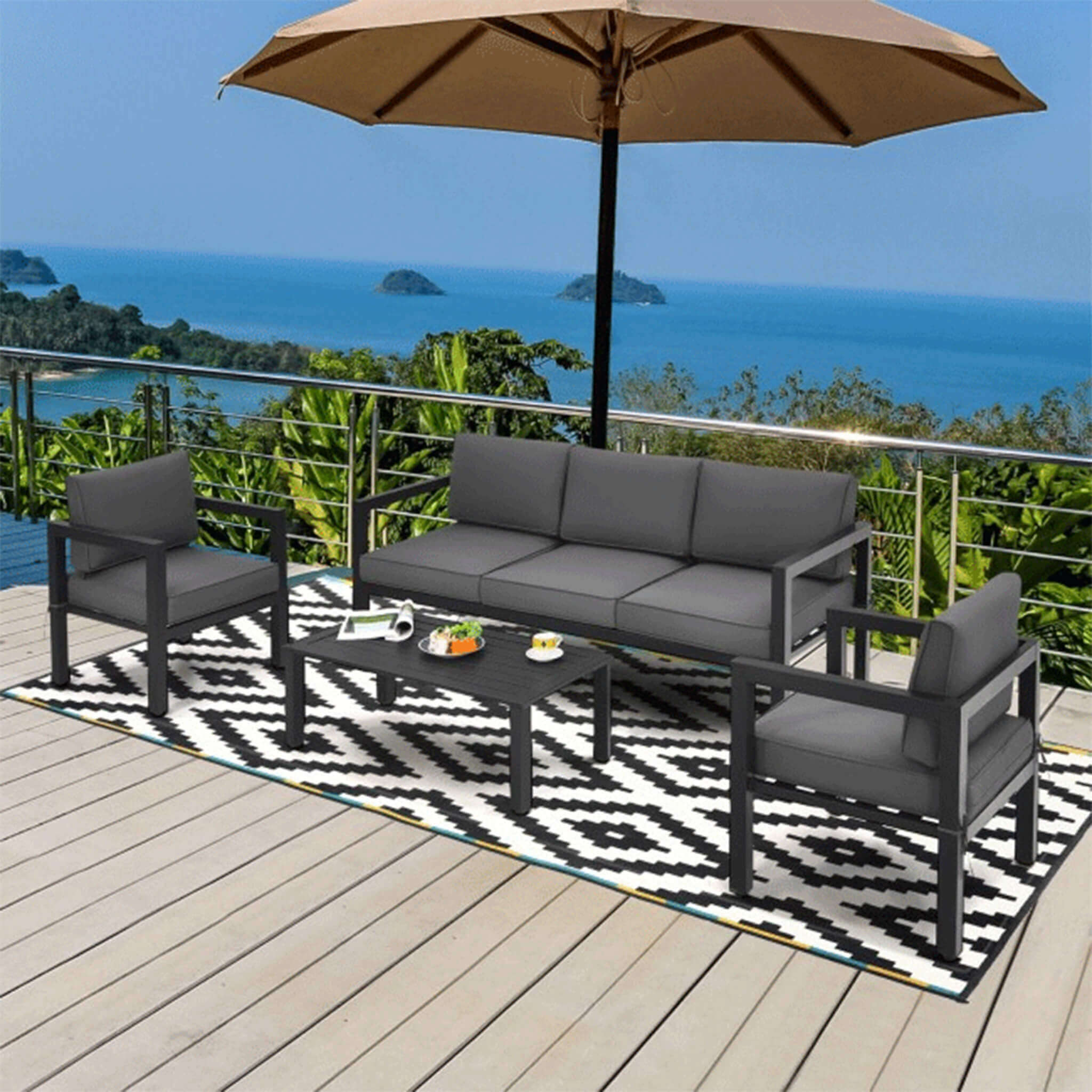 Alora 4-Piece Premium Outdoor Aluminum Furniture Set For Backyard & Poolside (SAK73532) - Image 10