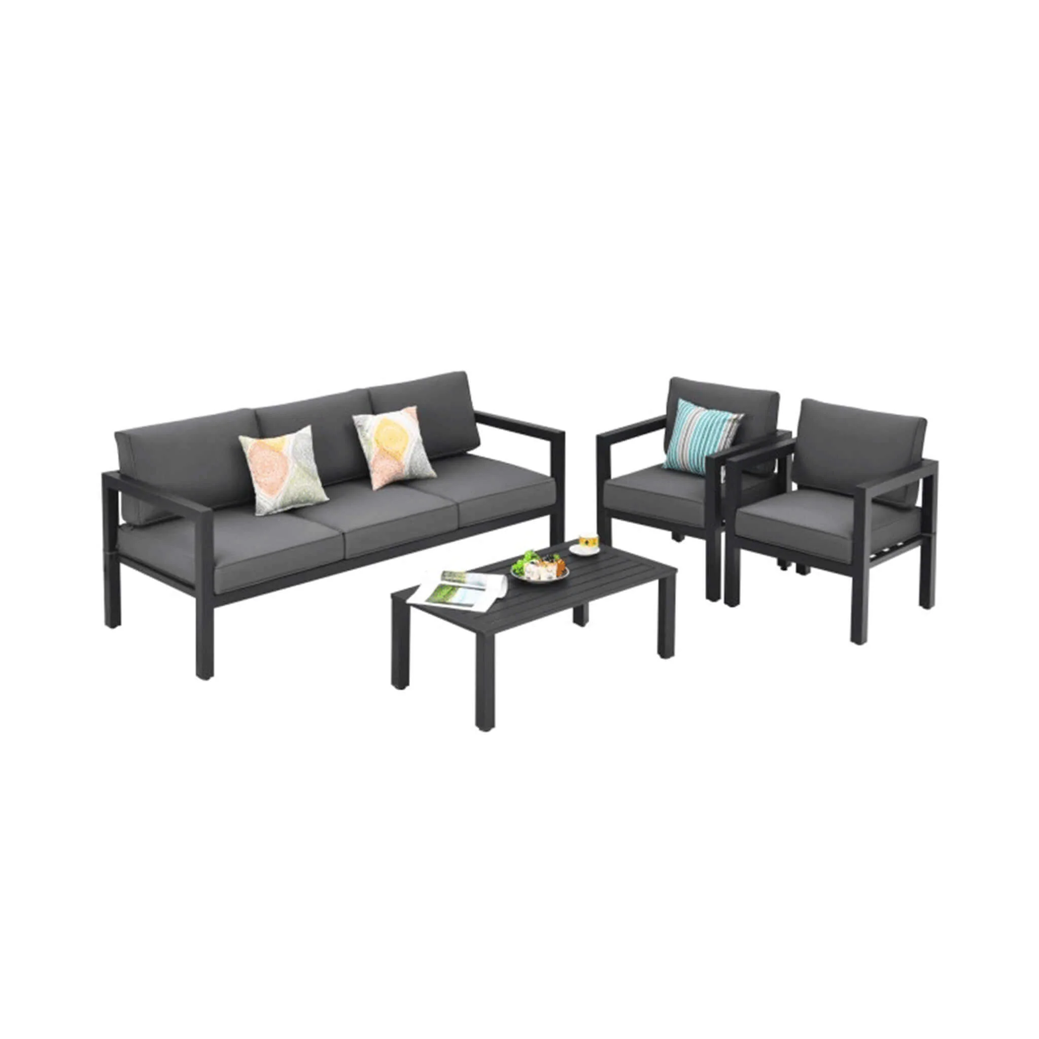 Alora 4-Piece Premium Outdoor Aluminum Furniture Set For Backyard & Poolside (SAK73532) - Image 11
