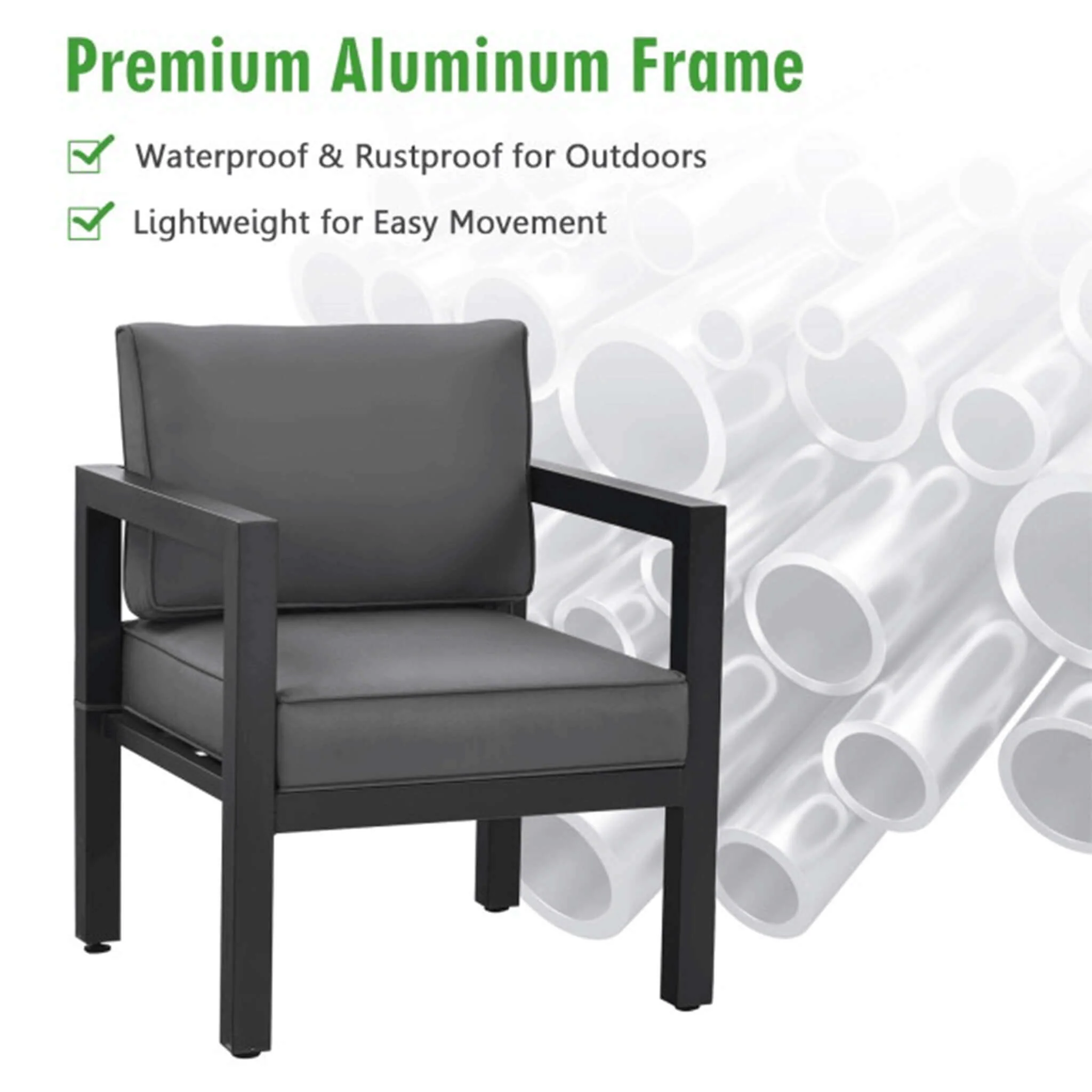 Alora 4-Piece Premium Outdoor Aluminum Furniture Set For Backyard & Poolside (SAK73532) - Image 14
