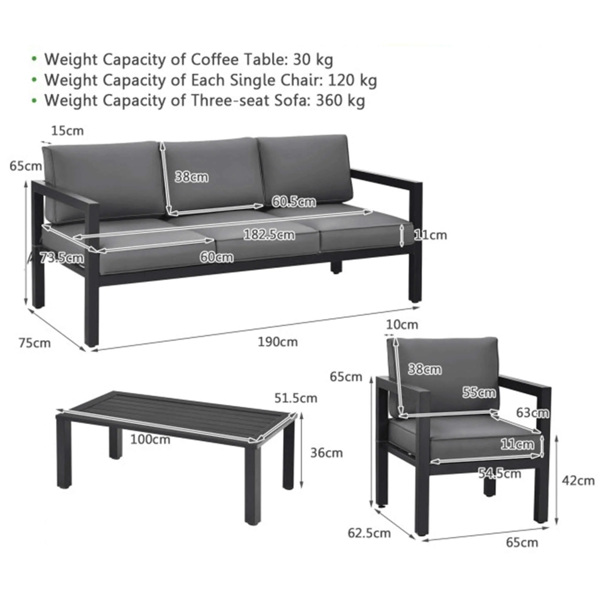Alora 4-Piece Premium Outdoor Aluminum Furniture Set For Backyard & Poolside (SAK73532) - Image 15