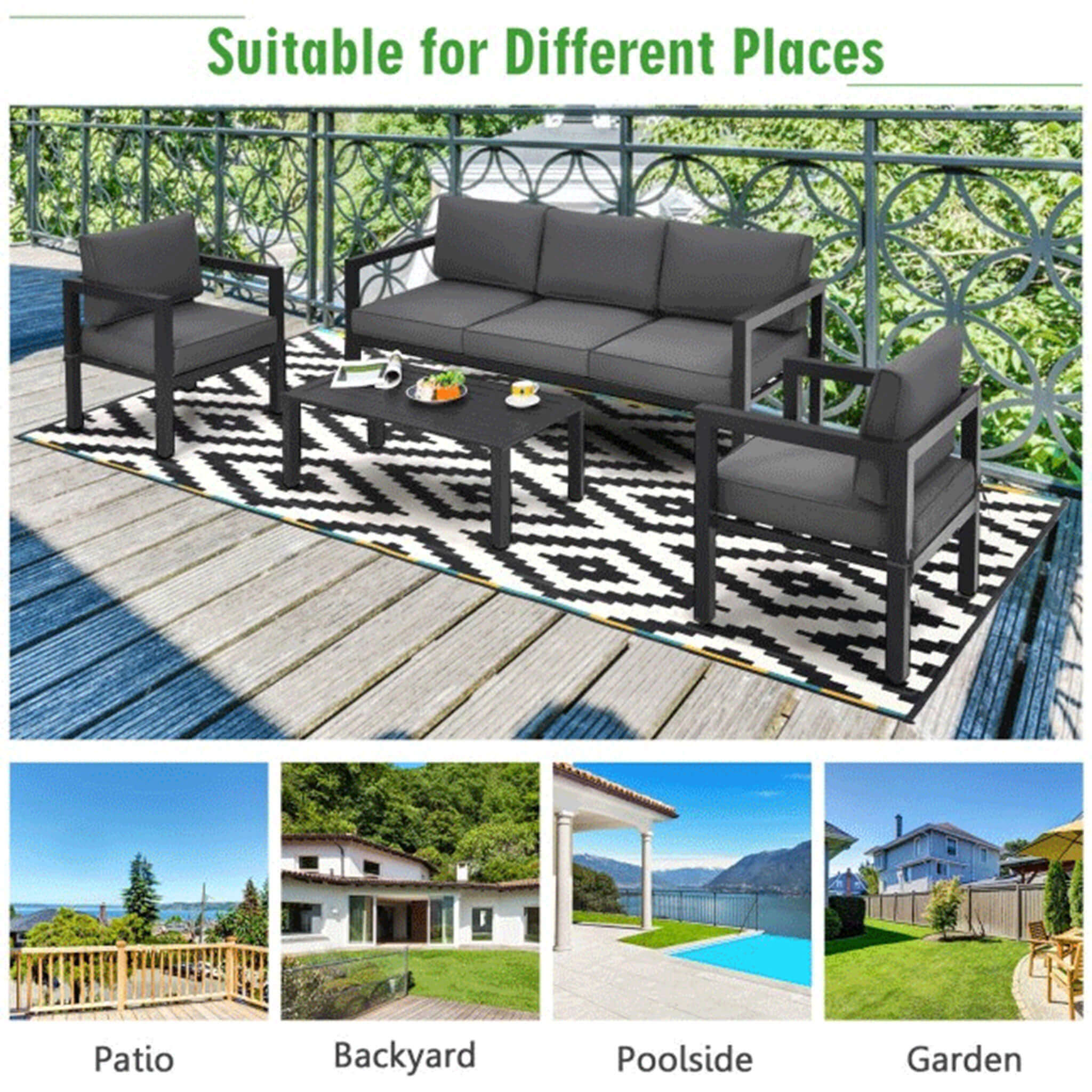 Alora 4-Piece Premium Outdoor Aluminum Furniture Set For Backyard & Poolside (SAK73532) - Image 4