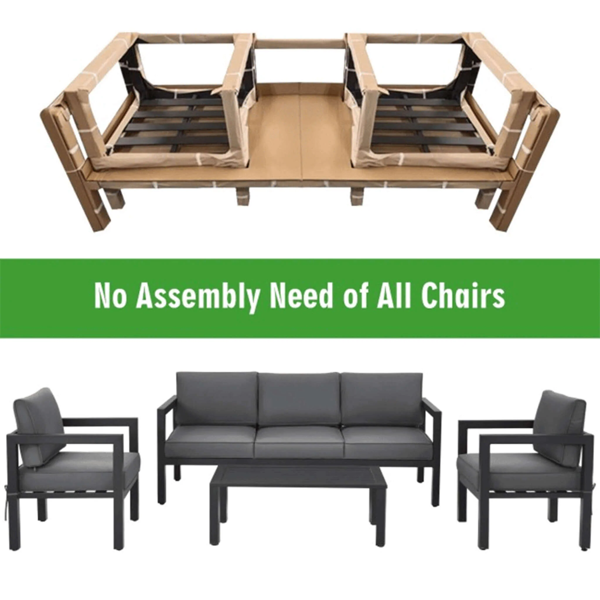 Alora 4-Piece Premium Outdoor Aluminum Furniture Set For Backyard & Poolside (SAK73532) - Image 9