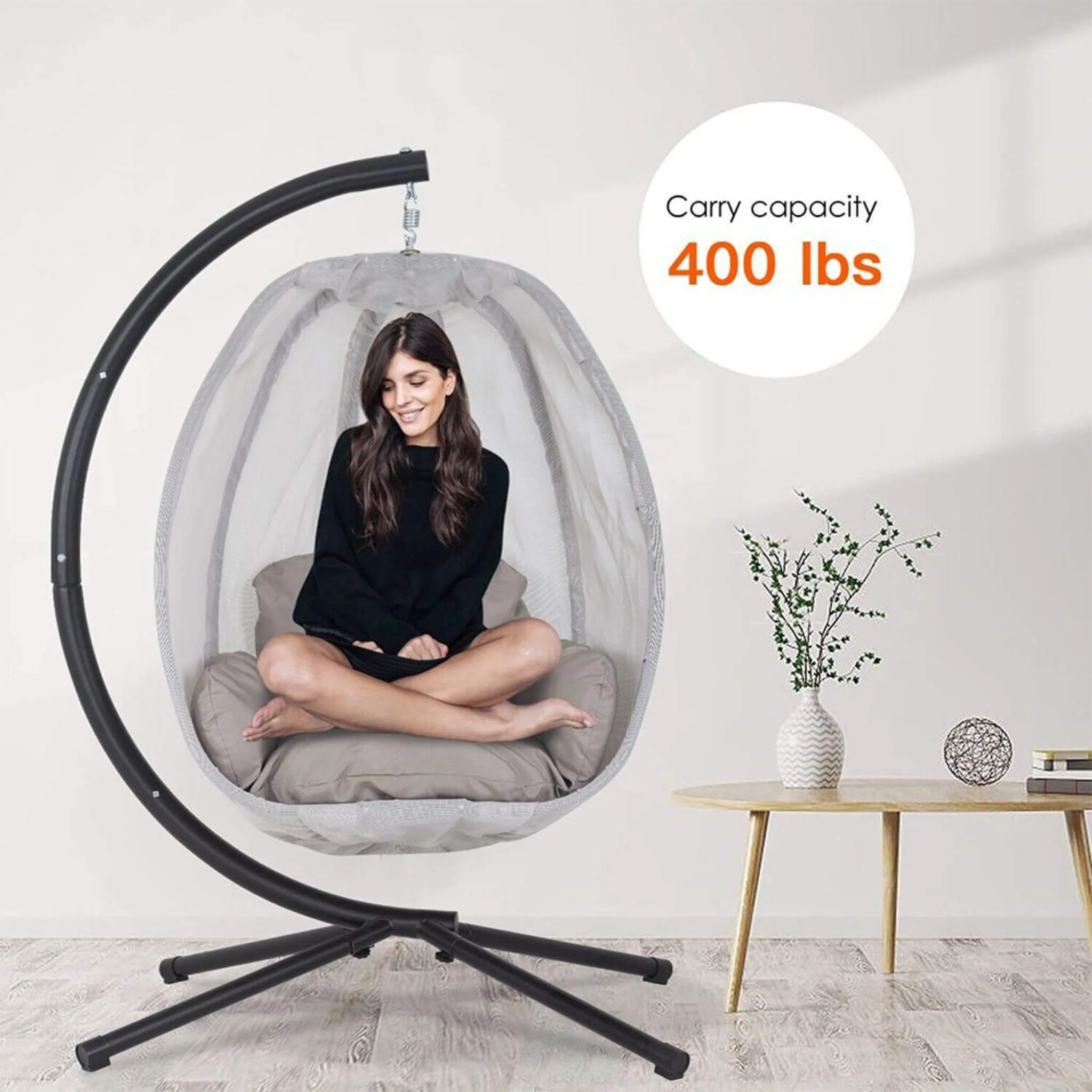 Alora Premium 70-Inch Outdoor Hammock Egg Swing Chair With Stand (SAK42317) - Image 8
