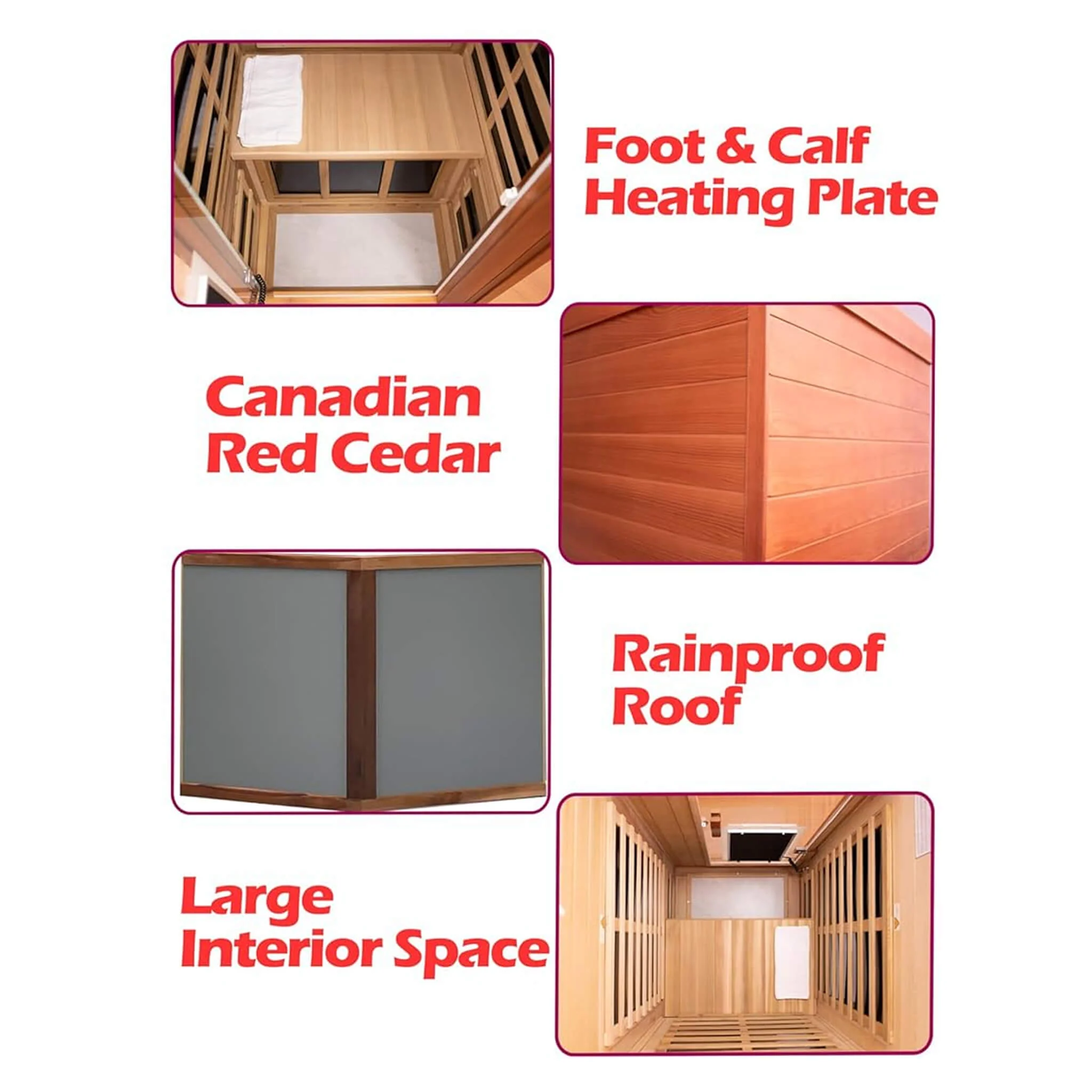 Thermora Xyra Premium 1-Person Outdoor Red Cedar Infrared Sauna With Low EMF, Chromotherapy And Bluetooth (SAK32783) - Image 6
