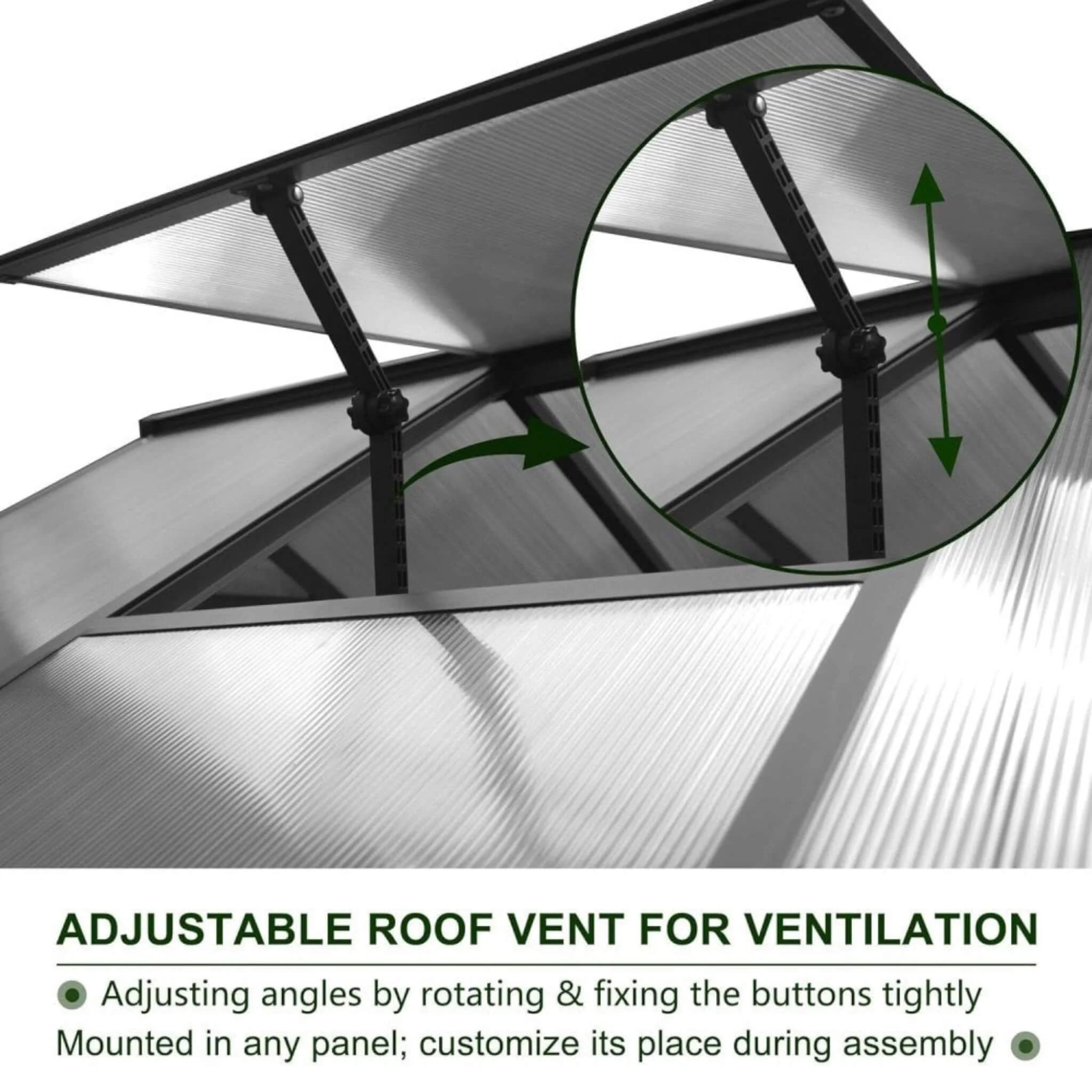 [06X12FT] Premium Polycarbonate Gray Walk-In Greenhouse Kit With Adjustable Vent And Lockable Door (SAK35264) - Image 6