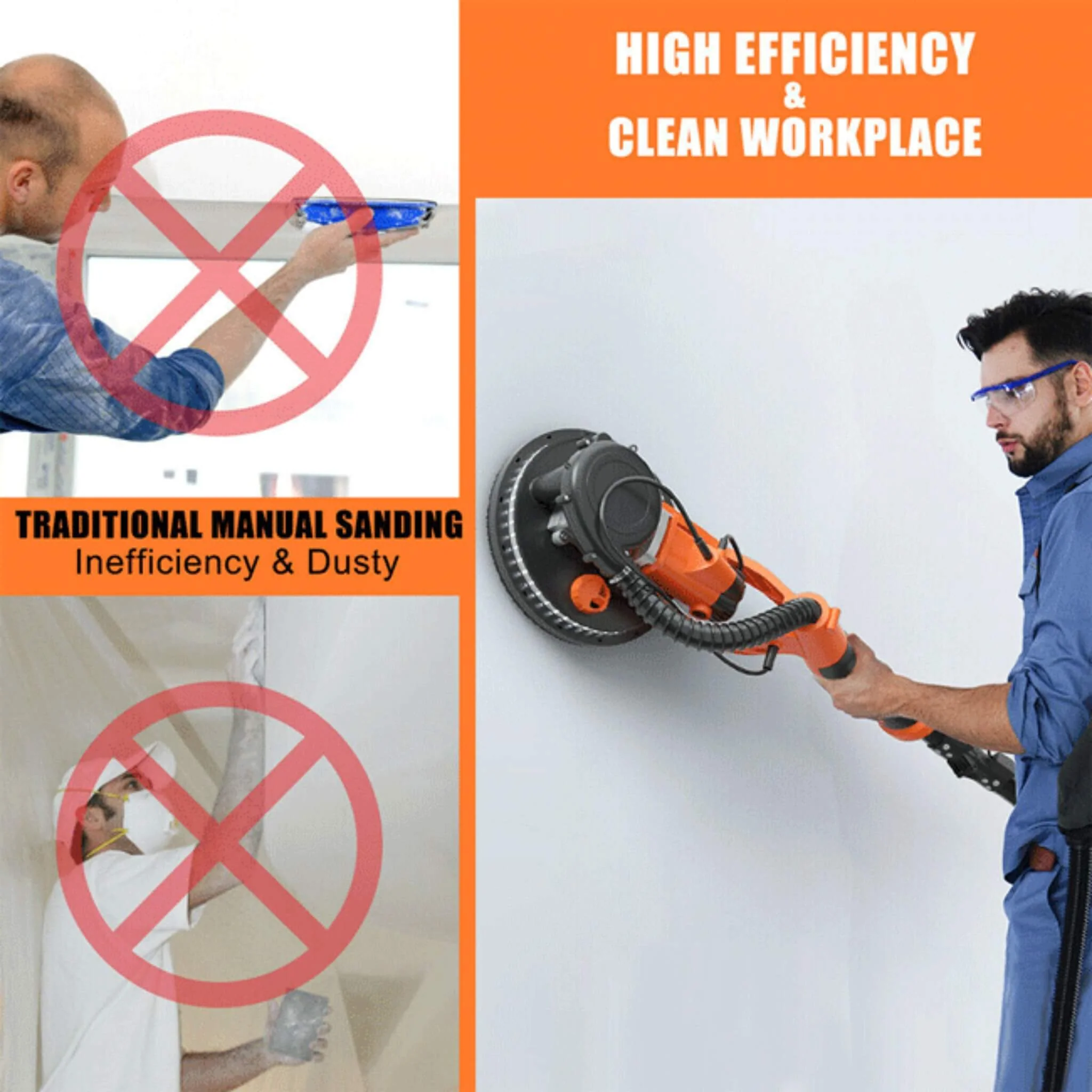Professional Electric Drywall Ceiling Pole Sander W/ Vacuum, 750W (SAK97855) - Image 11