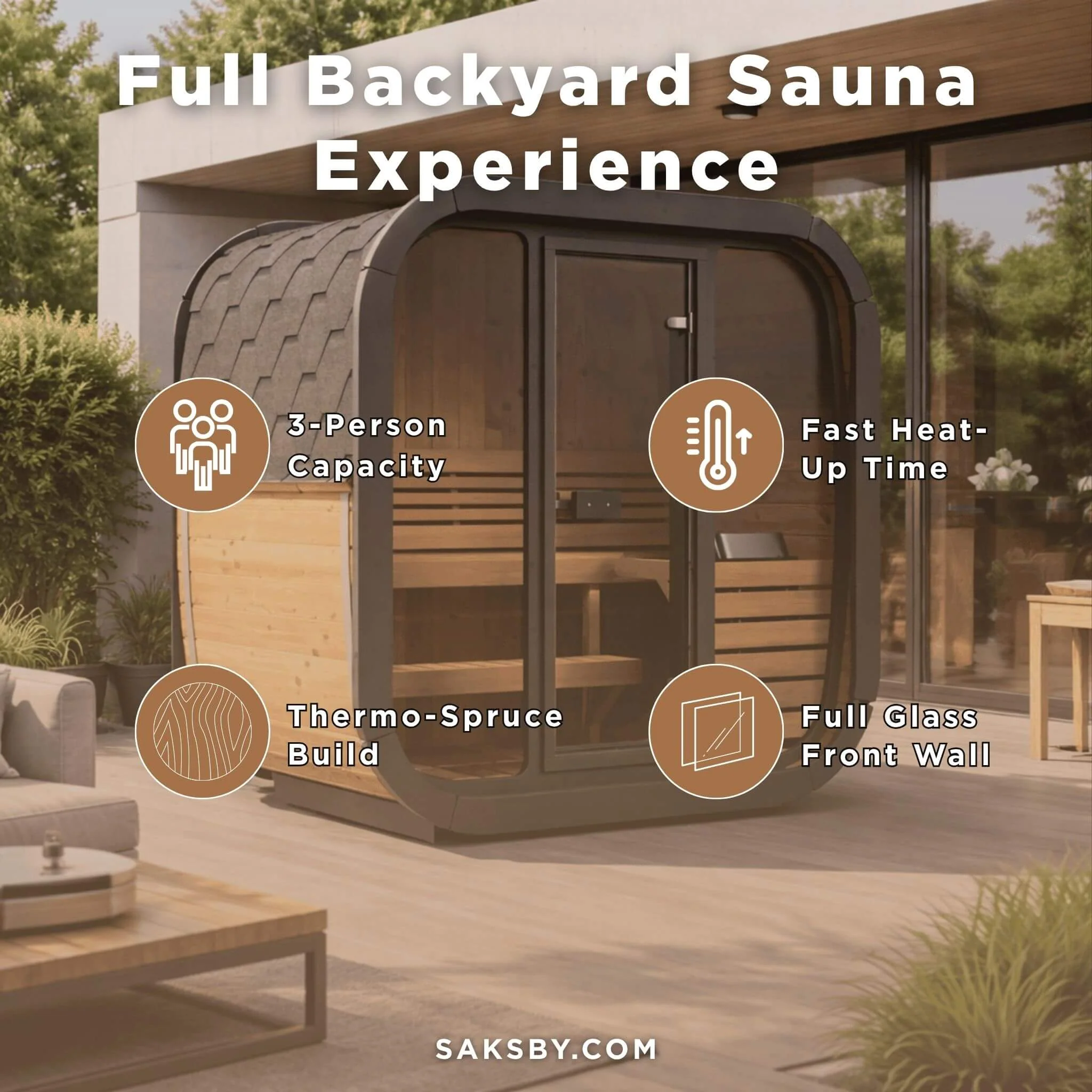 SaunaLife Model CL4G 3-Person Cube-Series Luxury Wooden Outdoor Home Sauna Kit [SL-MODELCL4G] (SAK92610) - Image 3
