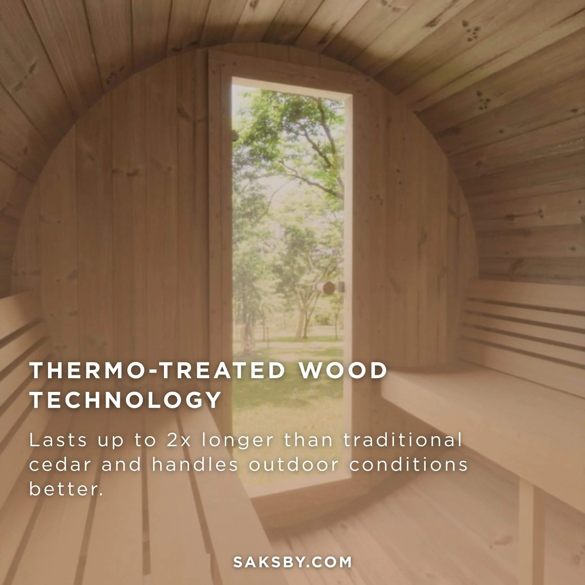 SaunaLife Model E6 Ergo Series 3-Person Thermo-Spruce Backyard Sauna Barrel [SL-MODELE6] (SAK38572) - Image 5