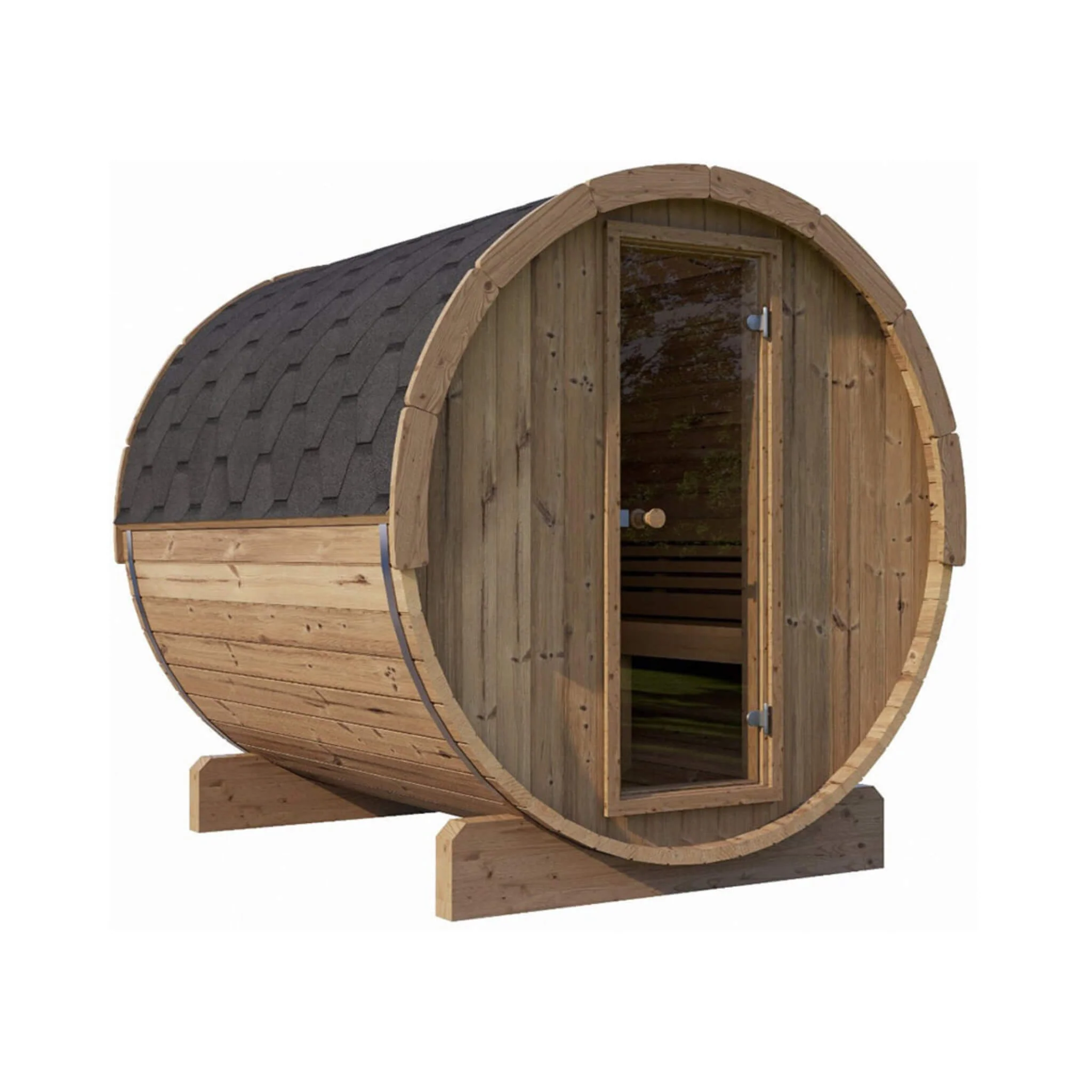 SaunaLife Model E8 Ergo Series 6-Person Outdoor Thermo-Spruce Sauna Barrel [SL-MODELE8] (SAK31809) - Image 3