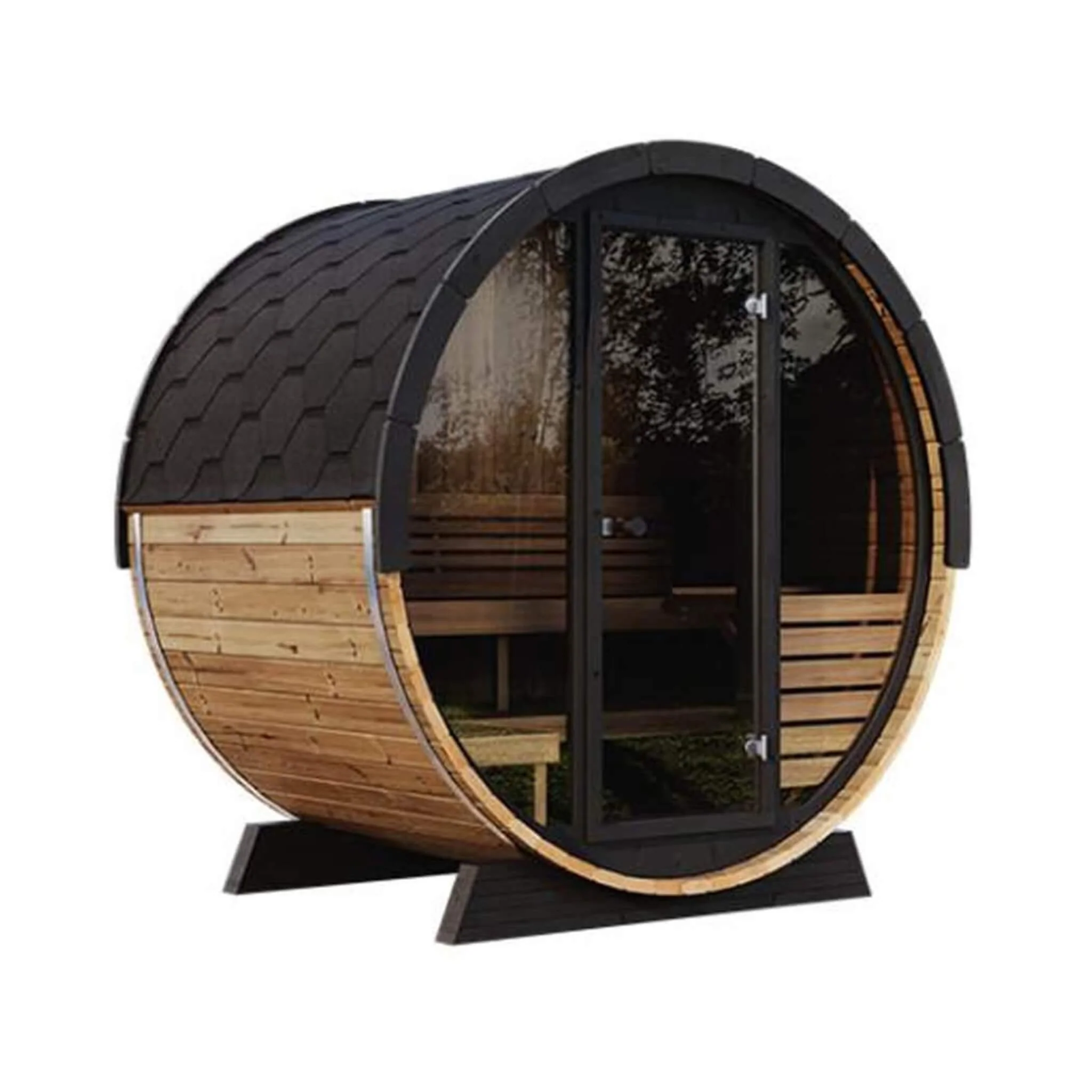 SaunaLife Model EE6G Ergo Series 4-Person Outdoor Sauna Barrel With Tempered Glass Front [SL-MODELEE6G] (SAK39412) - Image 3