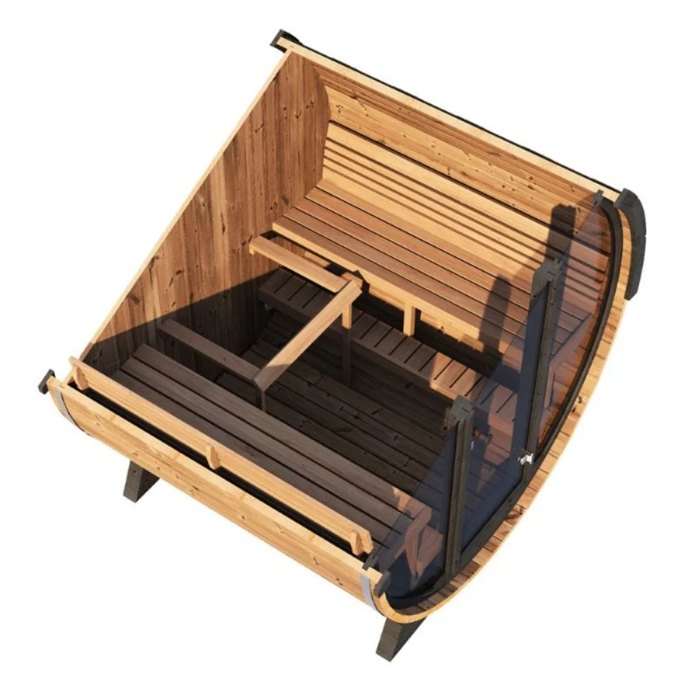 SaunaLife Model EE8G Ergo Series 6-Person Outdoor Sauna Barrel With Tempered Glass Front [SL-MODELEE8G] (SAK95812) - Image 10