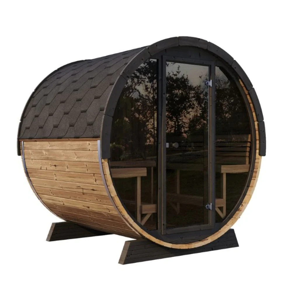 SaunaLife Model EE8G Ergo Series 6-Person Outdoor Sauna Barrel With Tempered Glass Front [SL-MODELEE8G] (SAK95812) - Image 7