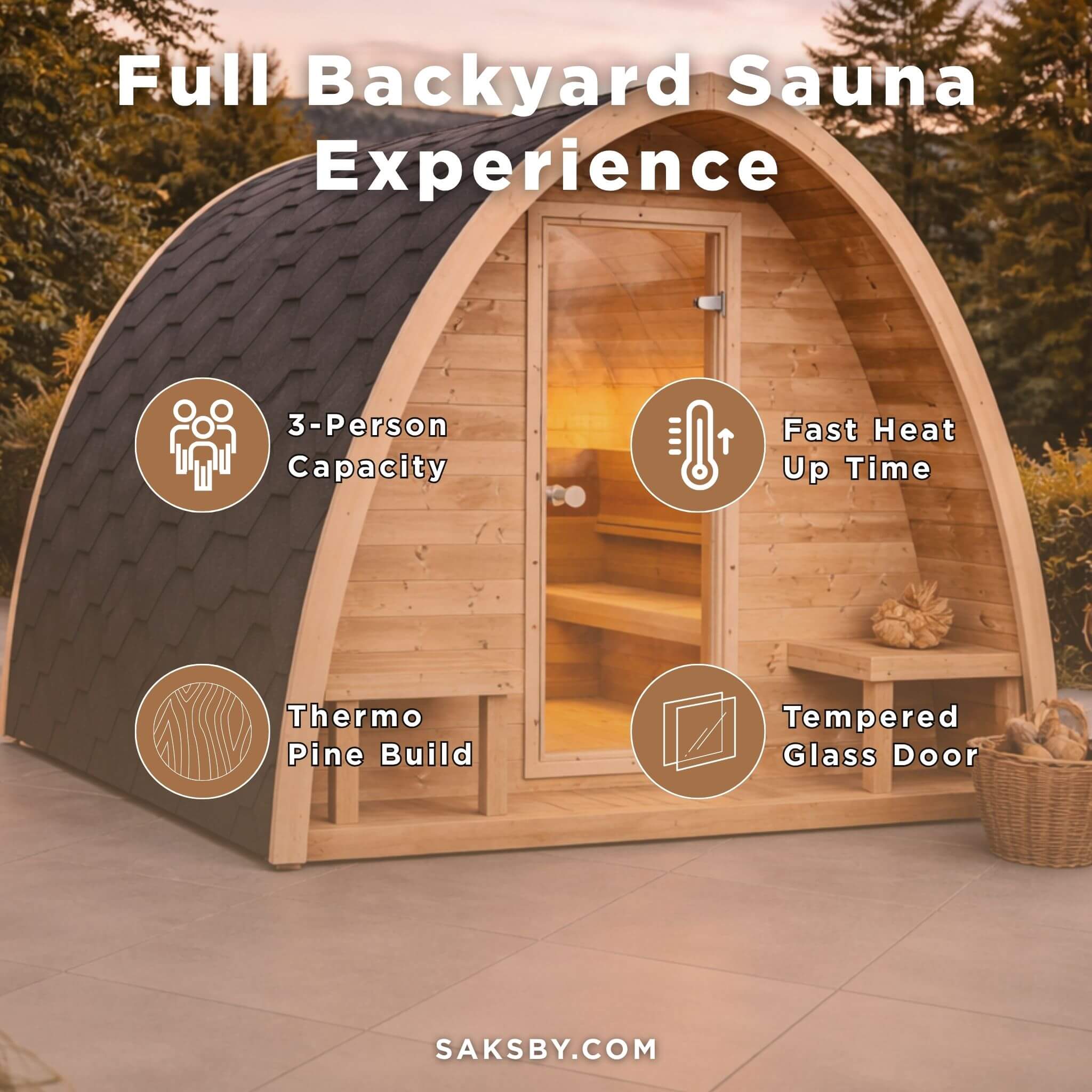 SaunaLife Model G3 Garden-Series Luxury Wooden Outdoor Home Sauna Kit [SL-MODELG3] (SAK94768) - Image 3