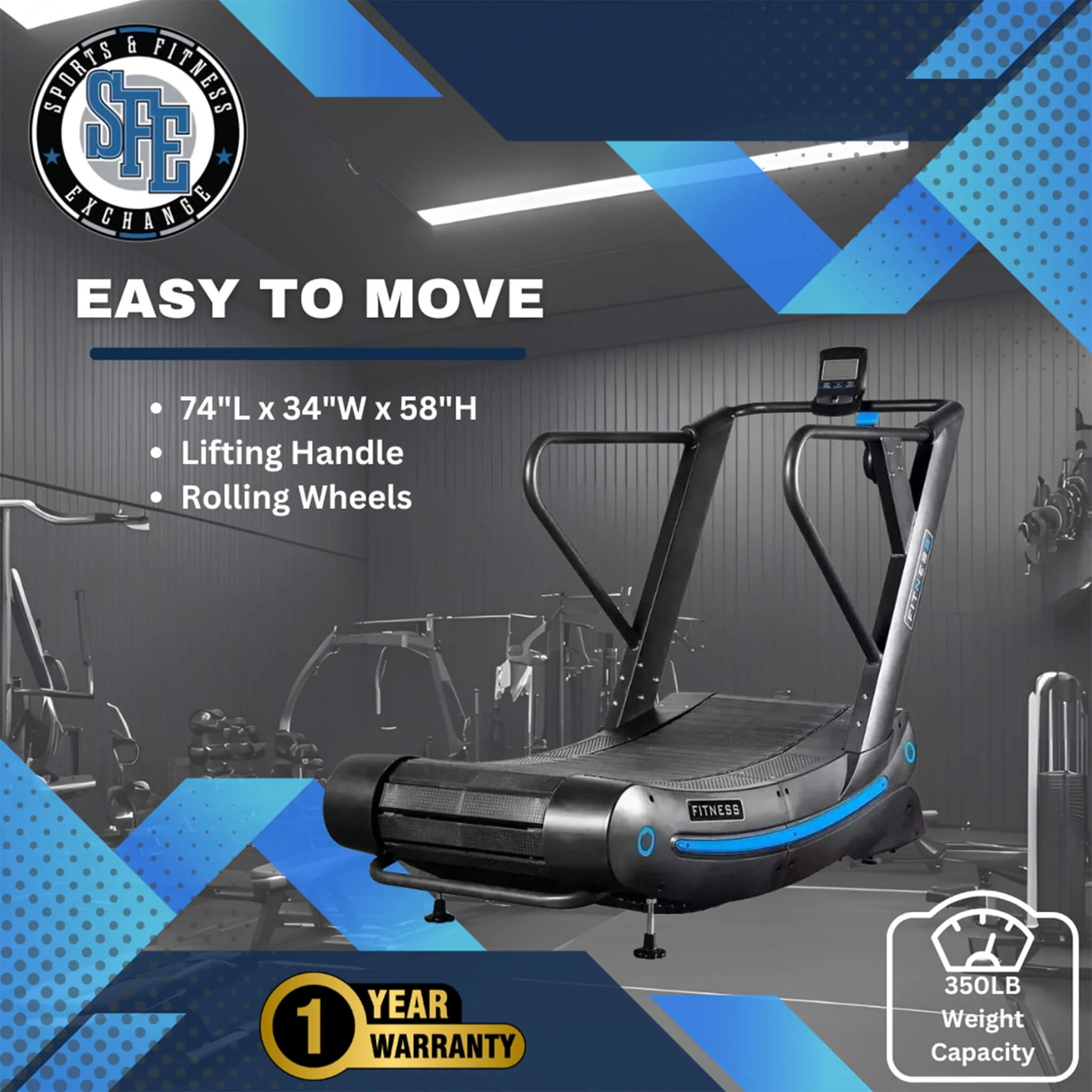 SFE Air Runner Pro Commercial Curved Self-Generating Power Treadmill [TZ-3000] (SAK97215) - Image 4