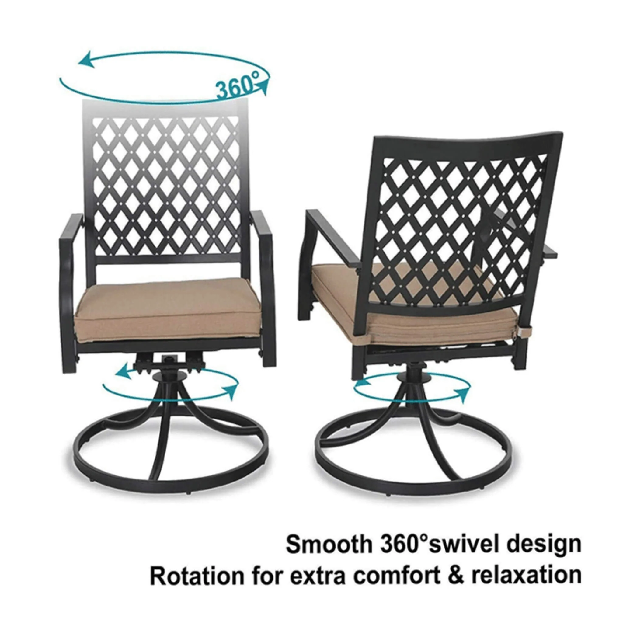 Sophia & William Outdoor Gas Fire Pit Table Set W/ Cushioned Swivel Dining Chairs, 5PCS (SAK63872) - Image 6